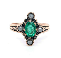 10k Yellow Gold Victorian .48ct Emerald Ring (#J5165)