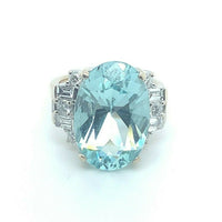 18k White Gold Large 9.45 Carat Genuine Natural Aquamarine Ring (#J5228)