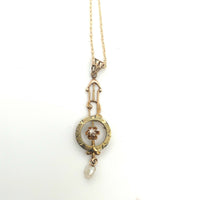 10k Yellow Gold Victorian Diamond Lavaliere Pendant (#J5234)