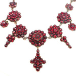 Genuine Natural Bohemian Garnet Necklace Rose Cut with Five Drops (#J5242)