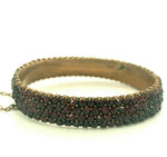 Genuine Natural Bohemian Garnet Bangle Bracelet Four Row (#J5250)