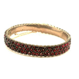 Genuine Natural Bohemian Garnet Bangle Bracelet Three Row (#J5253)