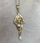 10k Yellow Gold Blue Flash Moonstone Lavaliere Pendant (#J5314)