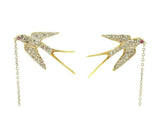 18k Yellow Gold Genuine Natural Diamond Bird Swallow Earrings (#J5344)