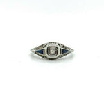 18k White Gold Art Deco .05ct Diamond Filigree Ring (#J5349)