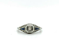 18k White Gold Art Deco .05ct Diamond Filigree Ring (#J5349)