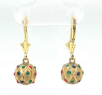 14k Yellow Gold Multi-Color Enamel Earrings (#J5360)