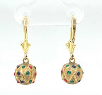 14k Yellow Gold Multi-Color Enamel Earrings (#J5360)