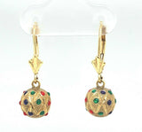 14k Yellow Gold Multi-Color Enamel Earrings (#J5360)