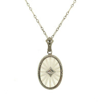 14k White Gold Genuine Natural Rock Crystal Quartz and Diamond Necklace (#J5366)