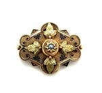 14k Yellow Rose Gold Victorian Pearl Pin with Applied Gold Leaves (#J5381)