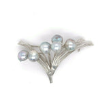 Vintage Sterling Blue Akoya Cultured Pearl Pin (#J5410)