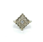 14k White Gold Vintage Genuine Natural Diamond Ring (#J5443)