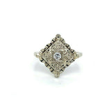 14k White Gold Vintage Genuine Natural Diamond Ring (#J5443)