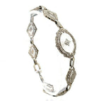 10k Gold Art Deco Genuine Natural Diamond Rock Crystal Filigree Bracelet #J5454