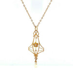 10k Yellow Gold Victorian Diamond Pendant Lavaliere (#J5460)