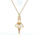 10k Yellow Gold Victorian Diamond Pendant Lavaliere (#J5460)