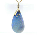 14k Gold Huge 50 Carat GIA Genuine Natural Opal Pendant with Blue-Green (#J5464)