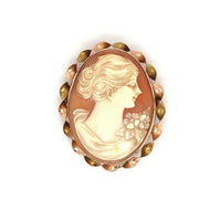 10k Genuine Natural Shell Cameo Pin Rose and Yellow Gold Twist (#J5476)