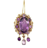 Large 37 Carat Victorian 14k Gold Genuine Natural Amethyst Pin Pendant (#J5477)