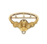 14k Yellow Gold Art Nouveau Figural Woman Buckle (#J5479)