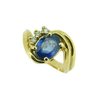14k Yellow Gold 1.92ct Genuine Natural Sapphire and Diamond Ring (#J547)