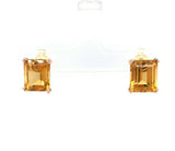 18k Rose Gold Pair of Retro Genuine Natural Citrine Stud Earrings (#J5488)