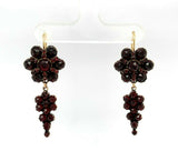 Genuine Natural Bohemian Garnet Dangle Drop Earrings (#J5489)