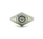 18k Art Deco .19ct Genuine Natural Diamond Men's Ring (#J5494)