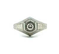 18k Art Deco .19ct Genuine Natural Diamond Men's Ring (#J5494)