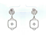 14k White Gold Art Deco Genuine Natural Rock Crystal Quartz Earrings (#J5504)