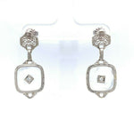 14k Gold Art Deco Filigree Genuine Natural Rock Crystal Quartz Earrings (#J5505)