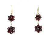 Genuine Natural Bohemian Garnet Rosette Drop Earrings (#J5507)