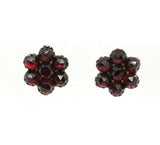 Genuine Natural Bohemian Garnet Small Rosette Stud Earrings (#J5508)