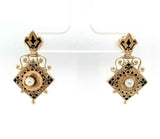 Victorian 10k Enamel and Pearl Earrings (#J5527)