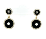 14k and Platinum Black Onyx Art Deco Earrings (#J5528)