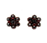 Genuine Natural Bohemian Garnet Rosette Stud Earrings (#J5531)