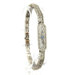 10k White Gold Art Deco Genuine Natural Sapphire Filigree Bracelet (#J5535)