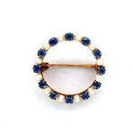 14k Yellow Gold Montana Sapphire and Pearl Round Pin (#J5538)