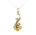 10K Yellow Gold Seed Pearl Flower Lavaliere Pendant (#J5542)