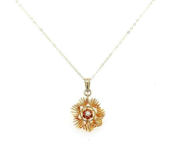 14k Yellow Gold Victorian Genuine Natural Diamond Lavaliere Pendant (#J5544)