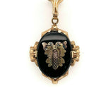 10k Genuine Natural Black Onyx Multi-Color Gold Butterfly Pendant (#J5547)