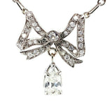 Platinum Edwardian Bow Necklace with 1ct Genuine Natural Diamond (#J5500)