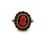 10K Yellow Gold Vintage Genuine Natural Garnet Cocktail Ring (#J5554)