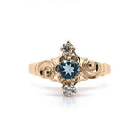 10k Yellow Gold Victorian Genuine Natural Aquamarine and Diamond Ring (#J5560)