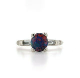 Platinum .71ct Genuine Natural Lightning Ridge Black Opal Ring (#J5568)