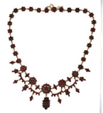 Genuine Natural Bohemian Garnet Necklace w/ Eleven Drops and Four Swags (#J5576)