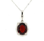 10k Gold Vintage 4.66 Carat Genuine Natural Garnet Pendant with Diamond (#J5577)