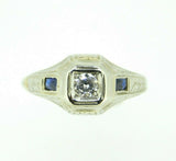 18k White Gold Diamond and Sapphire Men's Ring (#J729)