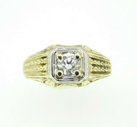 Art Deco 14k Yellow Gold Genuine Natural Diamond Ring Engraved Date 1926 (#J730)